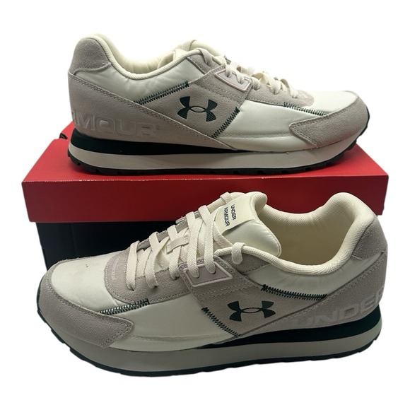 Under‎ Armour Essential Runner Running Shoes Mens 12 White/Brown Sneakers READ main image 2